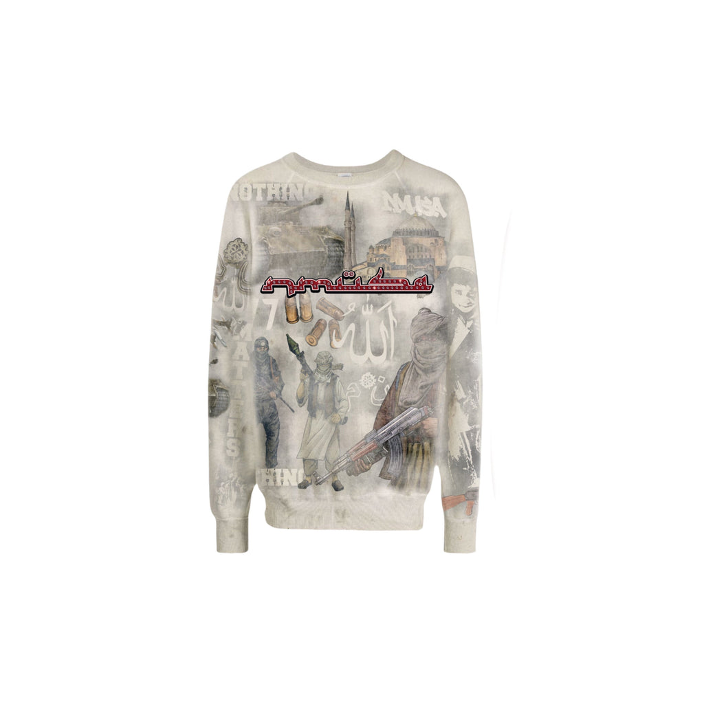 N*M All Over Beige Crewneck